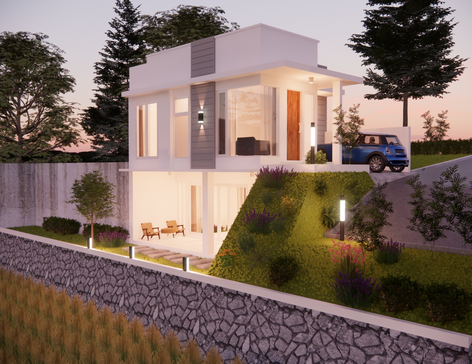 Rumah dua lantai dengan desain modern